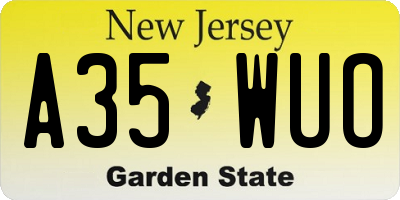 NJ license plate A35WUO