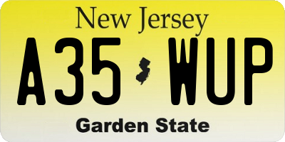 NJ license plate A35WUP