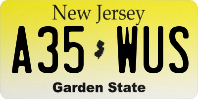 NJ license plate A35WUS