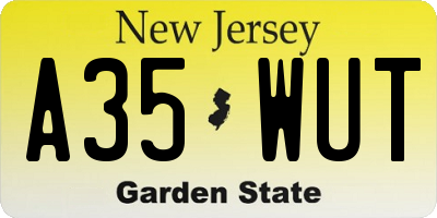 NJ license plate A35WUT