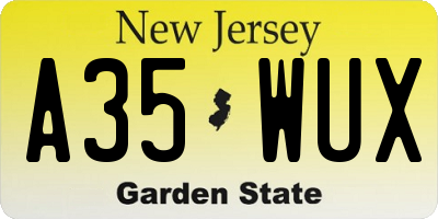 NJ license plate A35WUX