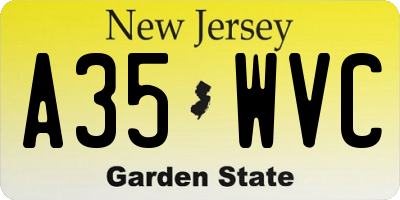 NJ license plate A35WVC