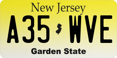 NJ license plate A35WVE