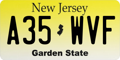 NJ license plate A35WVF