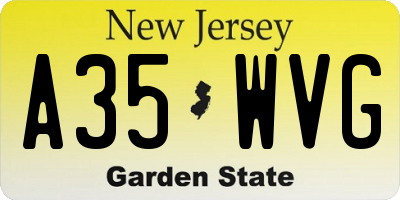 NJ license plate A35WVG