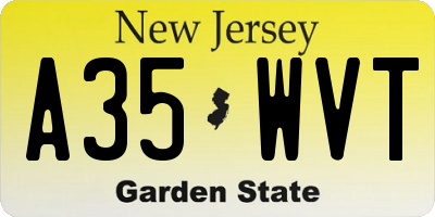 NJ license plate A35WVT