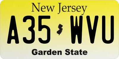 NJ license plate A35WVU