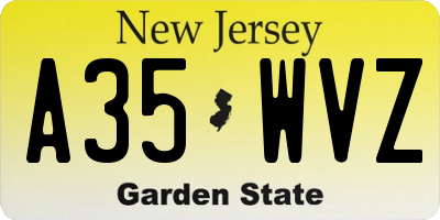 NJ license plate A35WVZ