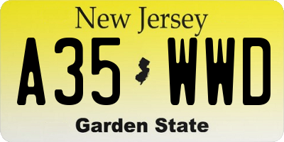 NJ license plate A35WWD