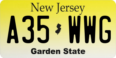 NJ license plate A35WWG
