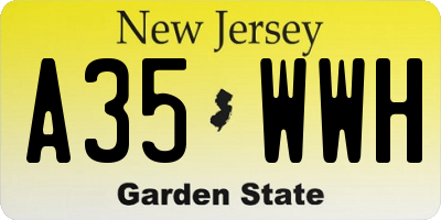 NJ license plate A35WWH