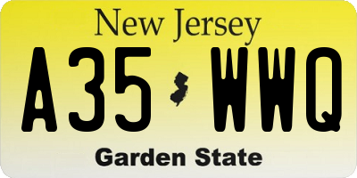 NJ license plate A35WWQ