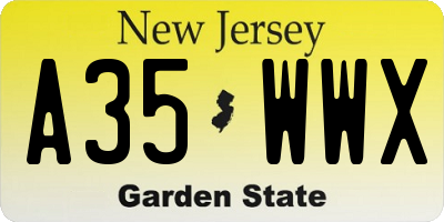 NJ license plate A35WWX