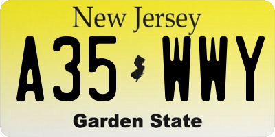 NJ license plate A35WWY