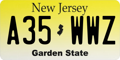 NJ license plate A35WWZ