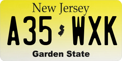 NJ license plate A35WXK