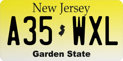 NJ license plate A35WXL