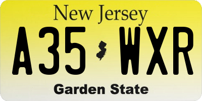NJ license plate A35WXR