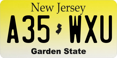 NJ license plate A35WXU