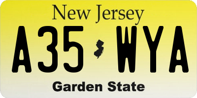 NJ license plate A35WYA
