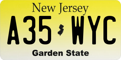 NJ license plate A35WYC