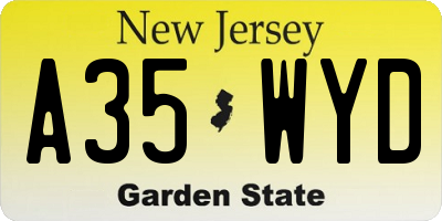 NJ license plate A35WYD