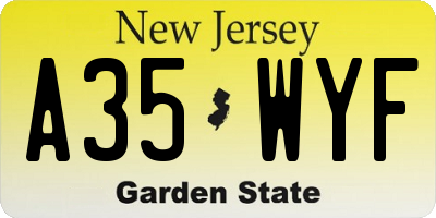 NJ license plate A35WYF