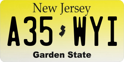 NJ license plate A35WYI