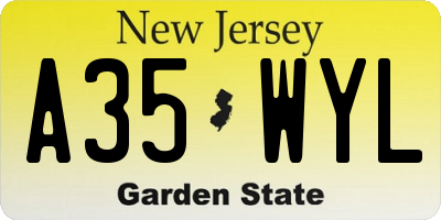 NJ license plate A35WYL