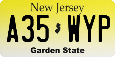 NJ license plate A35WYP