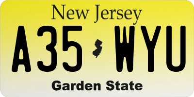 NJ license plate A35WYU
