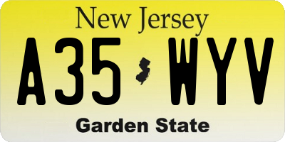 NJ license plate A35WYV