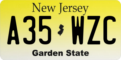 NJ license plate A35WZC