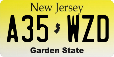 NJ license plate A35WZD