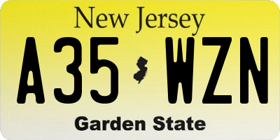 NJ license plate A35WZN
