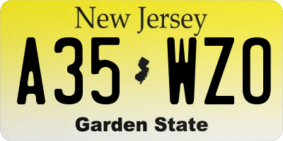 NJ license plate A35WZO