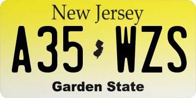 NJ license plate A35WZS
