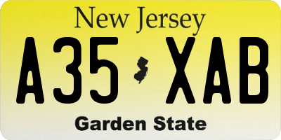 NJ license plate A35XAB