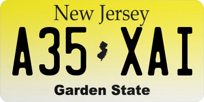 NJ license plate A35XAI