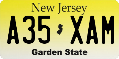 NJ license plate A35XAM