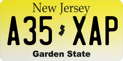 NJ license plate A35XAP