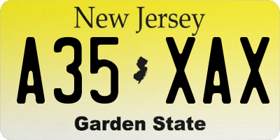 NJ license plate A35XAX