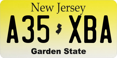 NJ license plate A35XBA