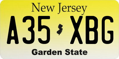 NJ license plate A35XBG