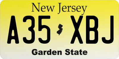 NJ license plate A35XBJ