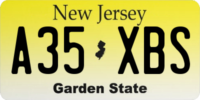 NJ license plate A35XBS
