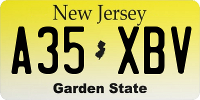 NJ license plate A35XBV