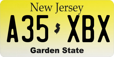 NJ license plate A35XBX