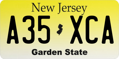 NJ license plate A35XCA