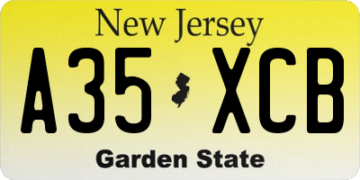 NJ license plate A35XCB